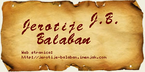 Jerotije Balaban vizit kartica